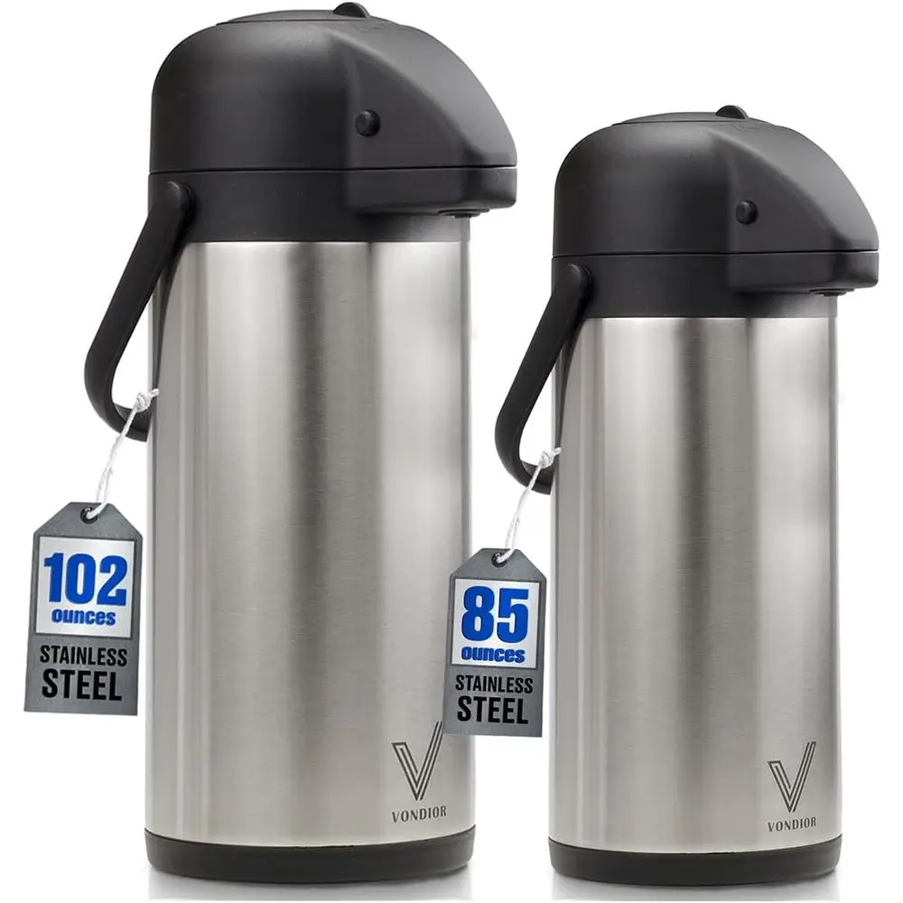 85oz-102oz Insulated Airpot Coffee Dispenser with Pump - Ideal for Serving Hot/Cold Beverages at Parties and Events
85oz-102oz Insulated Airpot Coffee Dispenser with Pump - Ideal for Serving Hot/Cold Beverages at Parties and Events