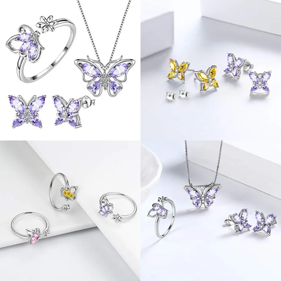 Aurora Tears Butterfly Jewelry, Women 925 Sterling Silver Butterflies Birthstone Pendant Necklace/Earrings/Rings Wedding Gift
Aurora Tears Butterfly Jewelry, Women 925 Sterling Silver Butterflies Birthstone Pendant Necklace/Earrings/Rings Wedding Gift