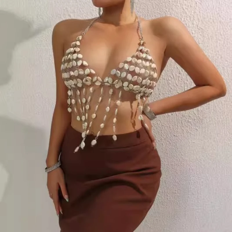 Hand-woven Plastic Shell Stone Beaded Breast Chain Biniki Bra Crop Tops for Women Summer Holiday Beach Night Clubwear Body Chain
Hand-woven Plastic Shell Stone Beaded Breast Chain Biniki Bra Crop Tops for Women Summer Holiday Beach Night Clubwear Body Chain
