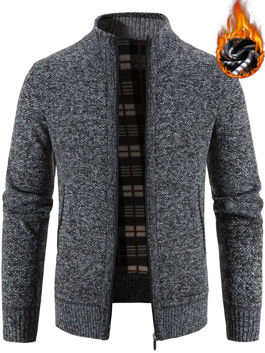 Men's Ribbed Knit Zip-Up Cardigan with Plaid Lining, Casual Fall Winter Long Sleeve Top
Men's Ribbed Knit Zip-Up Cardigan with Plaid Lining, Casual Fall Winter Long Sleeve Top