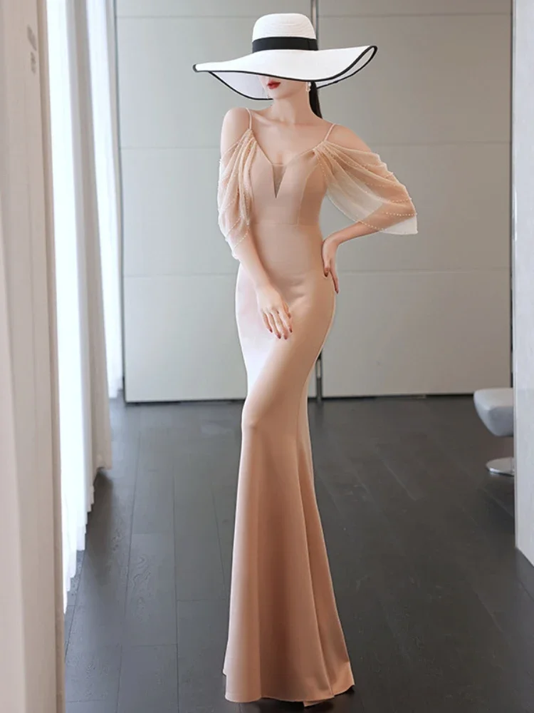 Elegant Feminino Evening Dress Female V-neck Slim Waist Bodycon Wedding Party Dresses Temperament Sling Sexy Long Prom Vestidos
Elegant Feminino Evening Dress Female V-neck Slim Waist Bodycon Wedding Party Dresses Temperament Sling Sexy Long Prom Vestidos