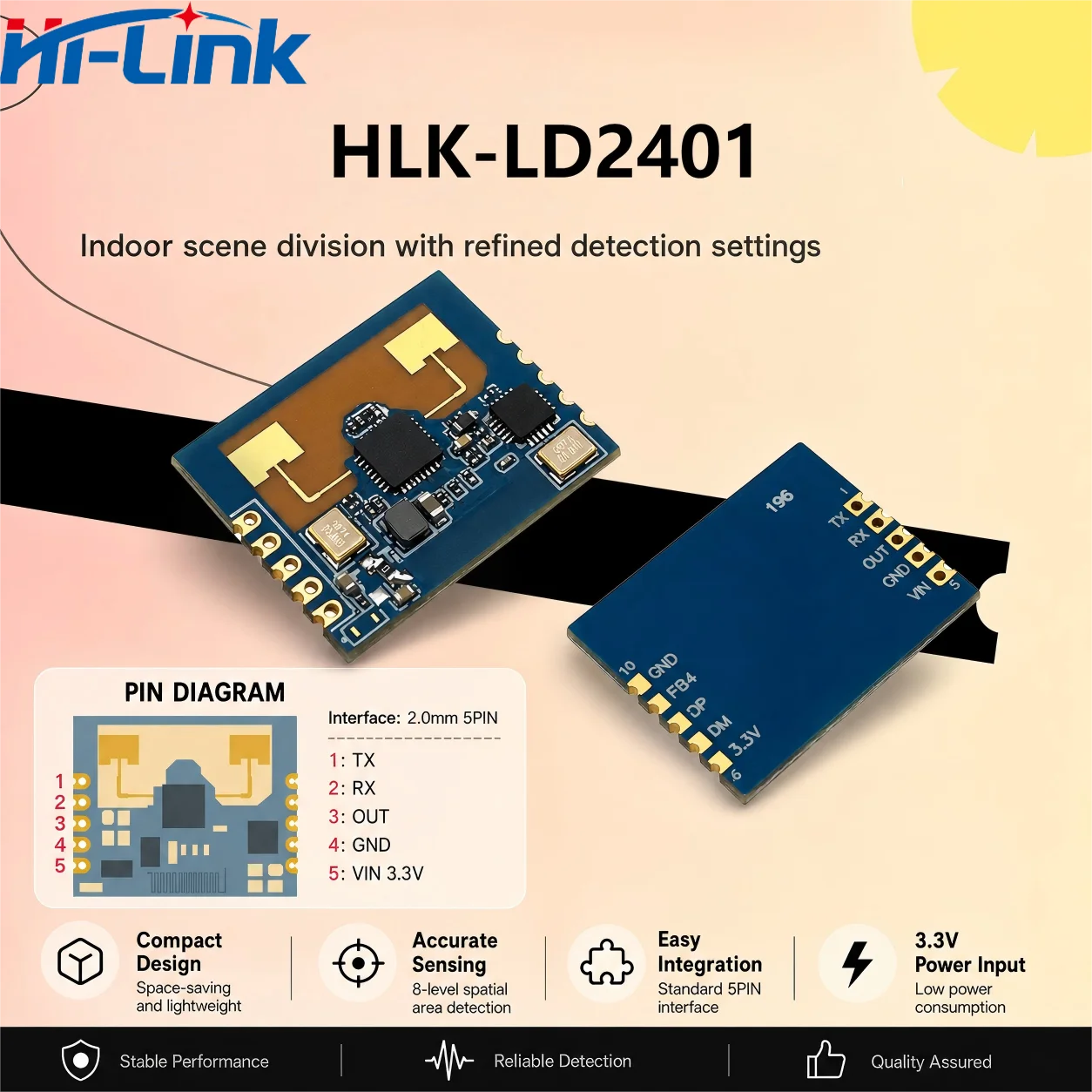 HLK LD2401 24G Human Motion Detector 8 Stage Sensitivity Tunable Bluetooth Serial Port Debug Visual Configuration Circuit Unit
HLK LD2401 24G Human Motion Detector 8 Stage Sensitivity Tunable Bluetooth Serial Port Debug Visual Configuration Circuit Unit