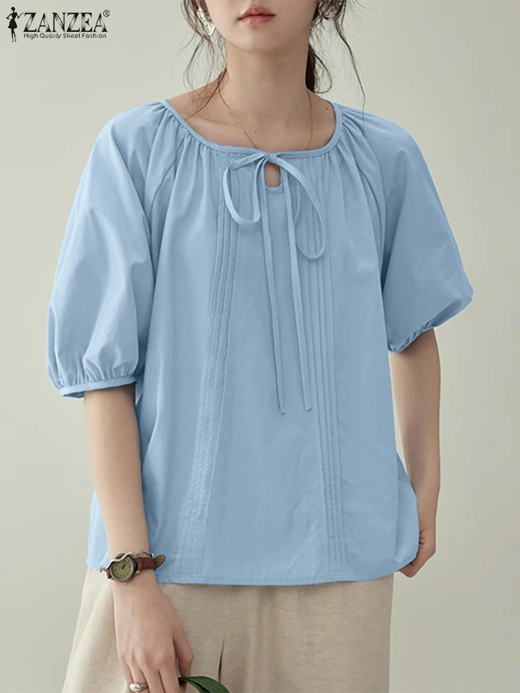 ZANZEA 2025 Fashion Women Blouse Summer Half Puff Sleeve Solid Color Shirts Casual Loose Tops Bandage O-Neck Elegant Blusas
ZANZEA 2025 Fashion Women Blouse Summer Half Puff Sleeve Solid Color Shirts Casual Loose Tops Bandage O-Neck Elegant Blusas