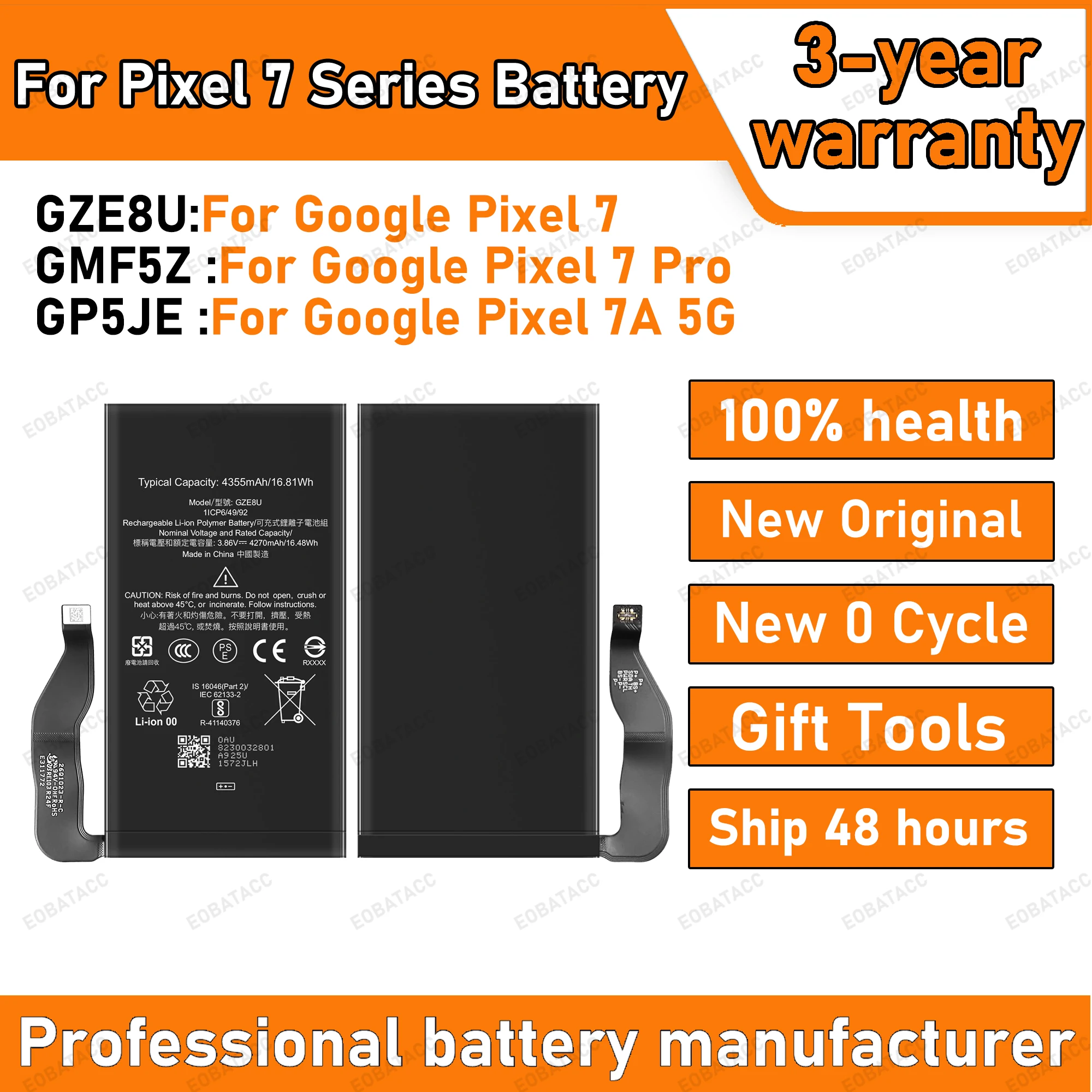 100% High Capacity Replacement Battery GZE8U GMF5Z GP5JE For HTC Google Pixel 7 Pixel 7 pro 7A5G Replace Battery Batteries
100% High Capacity Replacement Battery GZE8U GMF5Z GP5JE For HTC Google Pixel 7 Pixel 7 pro 7A5G Replace Battery Batteries