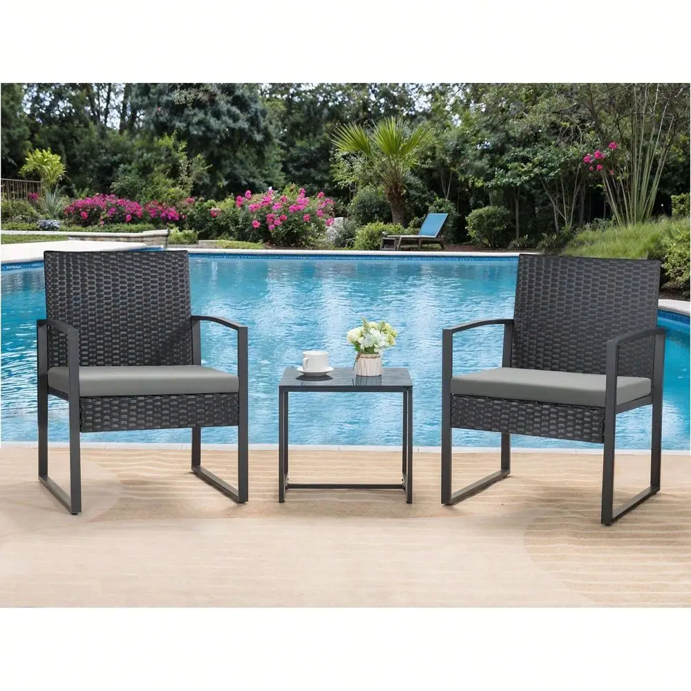 3 Pieces Patio Bistro Set, Wicker Outdoor Patio Furniture Set, Modern Rattan Patio Chairs With Coffee Table, Patio Conversation
3 Pieces Patio Bistro Set, Wicker Outdoor Patio Furniture Set, Modern Rattan Patio Chairs With Coffee Table, Patio Conversation