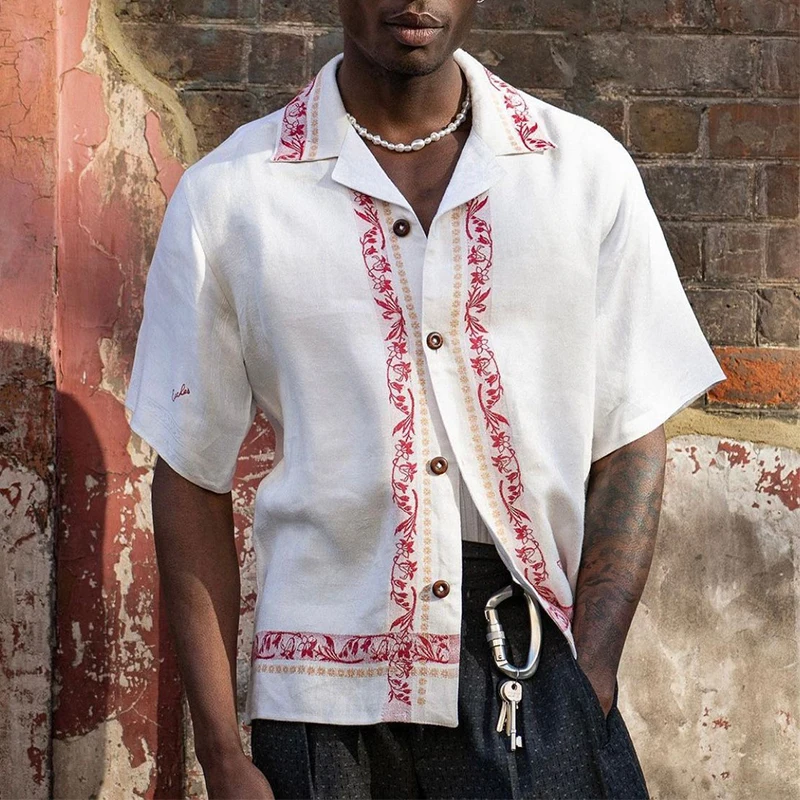 Vintage Mens Shirts Summer Casual Turn-down Collar Button Short Sleeve Shirt Men Fashion Pattern Printing Shirt Male Streetwear
Vintage Mens Shirts Summer Casual Turn-down Collar Button Short Sleeve Shirt Men Fashion Pattern Printing Shirt Male Streetwear