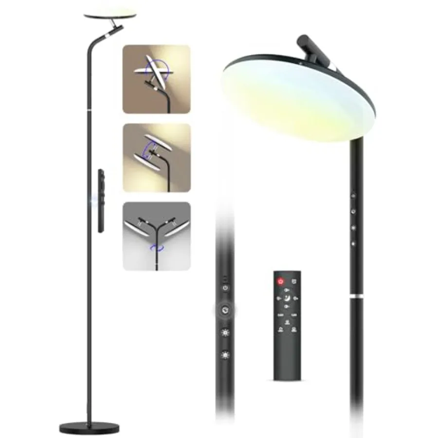 LED Floor Lamp, 36W Super Bright Standing Lamp with Remote and Touch Control, 69" Stepless Dimmable Torchiere Floor Lamps, 350°
LED Floor Lamp, 36W Super Bright Standing Lamp with Remote and Touch Control, 69" Stepless Dimmable Torchiere Floor Lamps, 350°