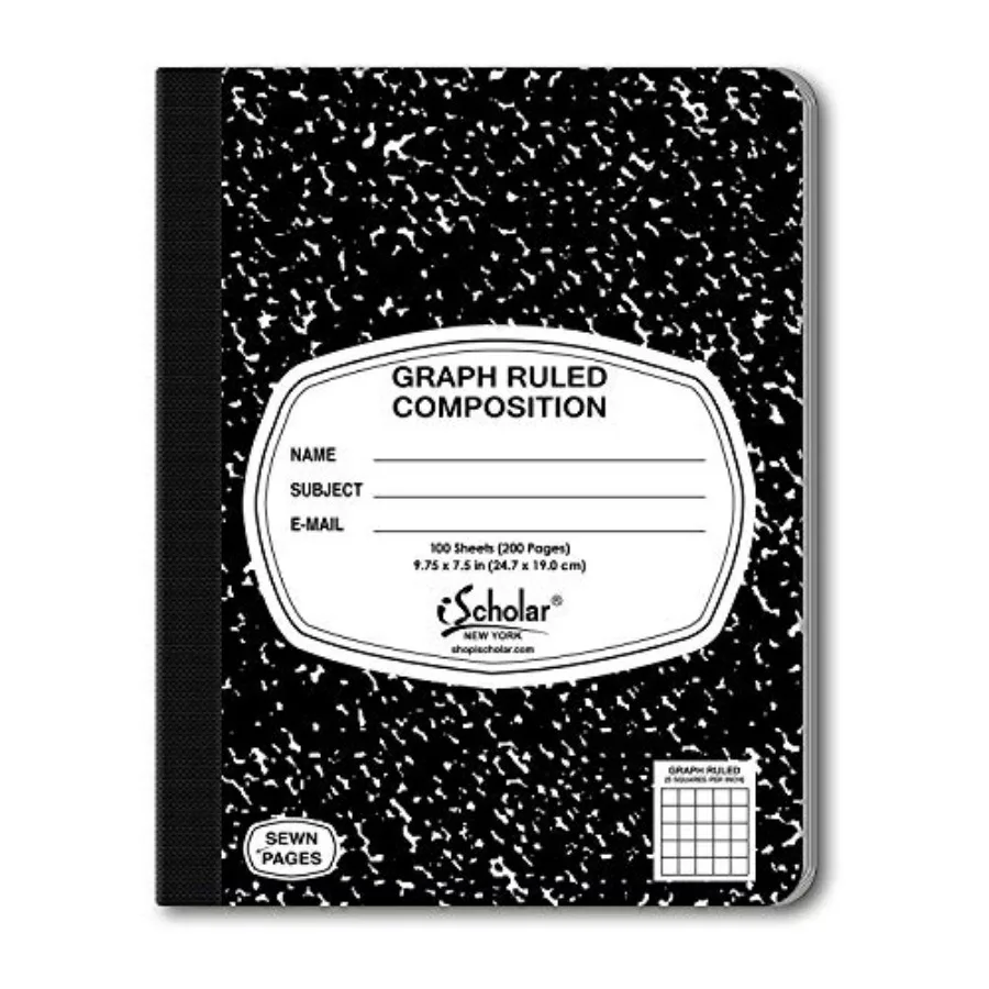 Composition Book, 100 Sheets, 5 x 5 Graph Ruled, 9.75 x 7.5-Inches, Black Marble Cover 11100
Composition Book, 100 Sheets, 5 x 5 Graph Ruled, 9.75 x 7.5-Inches, Black Marble Cover 11100