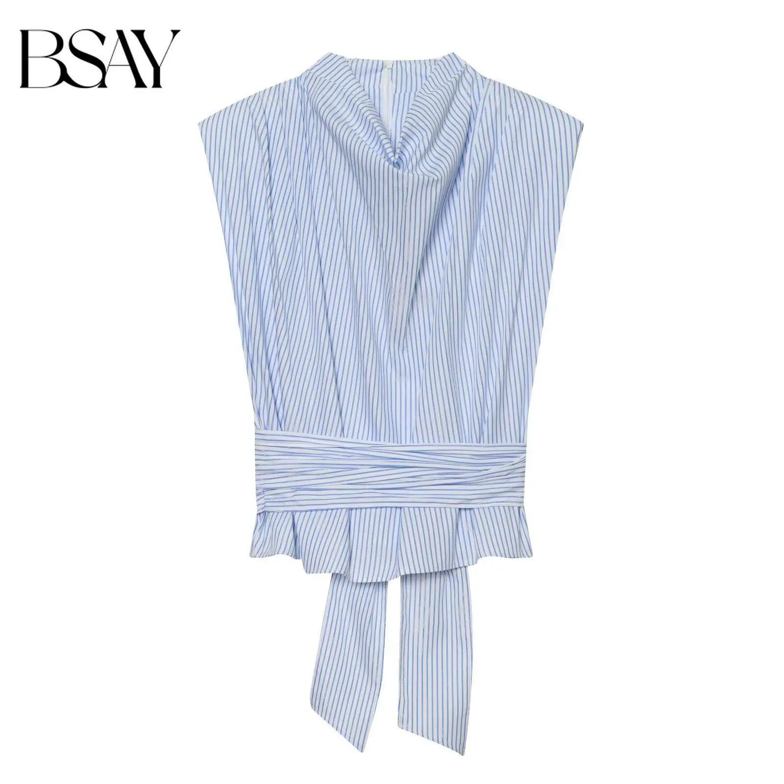 BSAY Women Striped Sleeveless Blouse Summer Elegant Draped Neck Waist Tie Bow Shirt Office Lady Casual Slim Fit Workwear Tops
BSAY Women Striped Sleeveless Blouse Summer Elegant Draped Neck Waist Tie Bow Shirt Office Lady Casual Slim Fit Workwear Tops