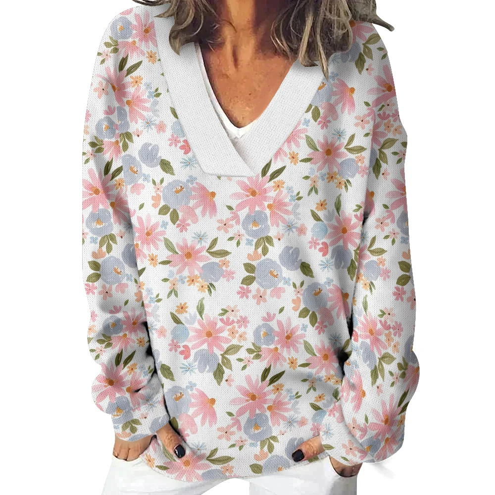 Women's Vintage-Inspired Floral V-Neck Sweatshirt Chic Oversized Sexy Long Sleeve Loose Hoodie Pullover Relaxed Fit Lounge Top
Women's Vintage-Inspired Floral V-Neck Sweatshirt Chic Oversized Sexy Long Sleeve Loose Hoodie Pullover Relaxed Fit Lounge Top