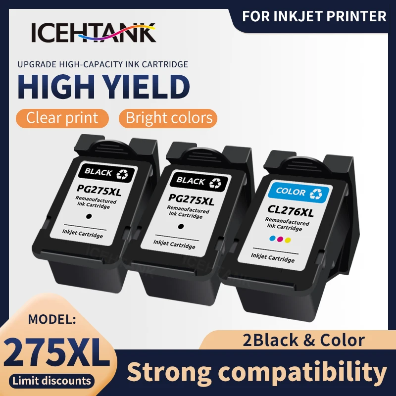 Icehtank Compatible Ink Cartridge For Canon 275 276 PG275 CL276 Pixma TR4720 TR4722 TR4700 TS3520 TS3522 TS3500 Printer
Icehtank Compatible Ink Cartridge For Canon 275 276 PG275 CL276 Pixma TR4720 TR4722 TR4700 TS3520 TS3522 TS3500 Printer
