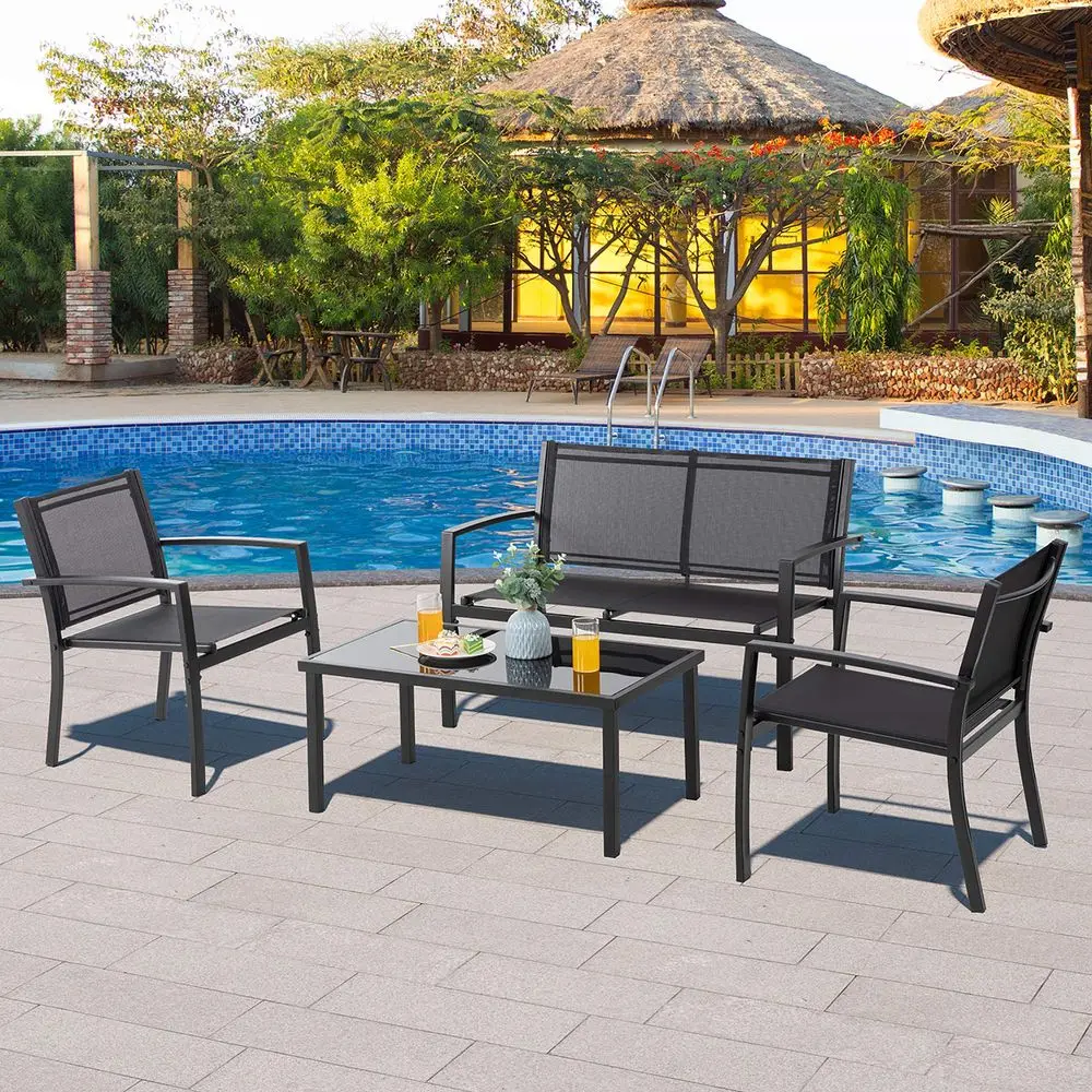 4 Pieces Patio Furniture Sets,Outdoor Patio Conversation Sets with Glass Coffee Table, Small Porch Balcony Furniture, Patio Tab
4 Pieces Patio Furniture Sets,Outdoor Patio Conversation Sets with Glass Coffee Table, Small Porch Balcony Furniture, Patio Tab