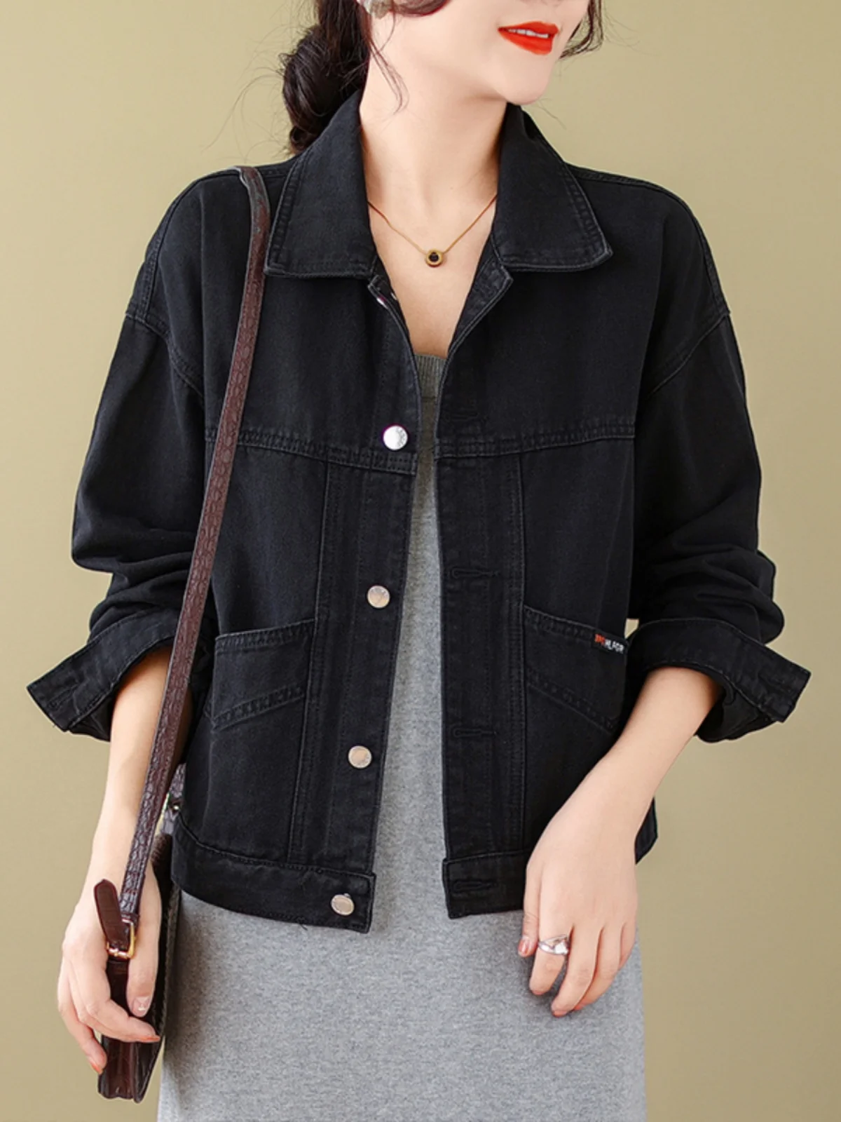 Bla Denim Jaet Women's ort Sle Spring Autumn Loose Casual Large ket Small Size Jaet Top Button Collar
Bla Denim Jaet Women's ort Sle Spring Autumn Loose Casual Large ket Small Size Jaet Top Button Collar