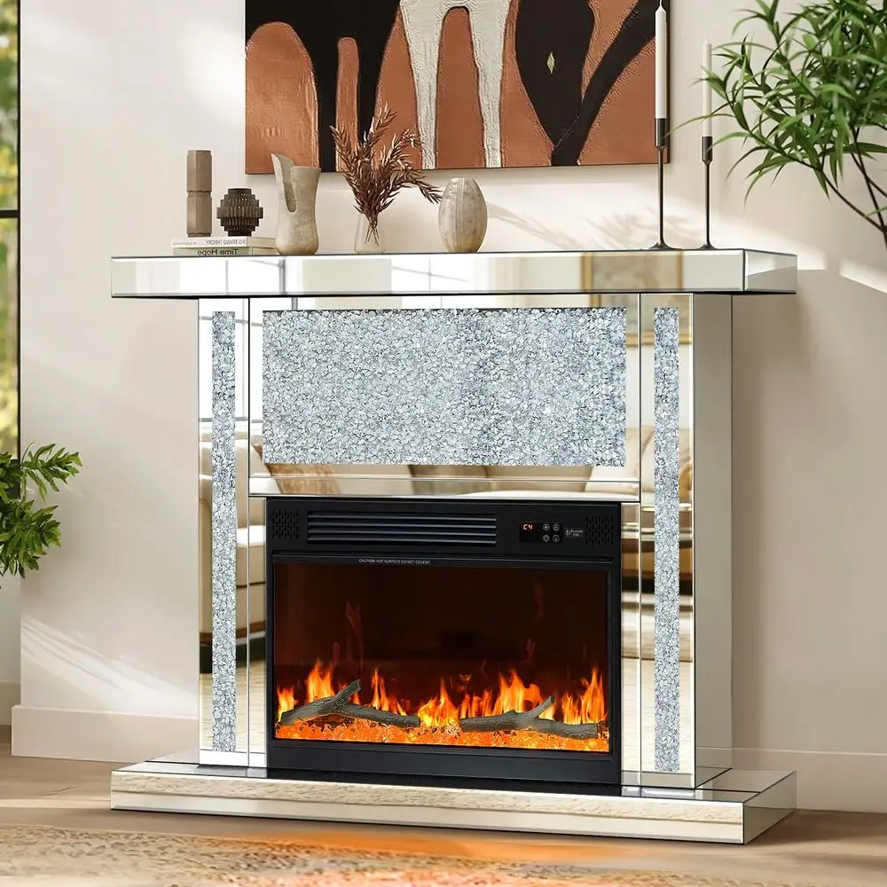 Diamond Mirrored Electric Fireplace with Mantel, Freestanding Fireplace Heater with Bluetooth Speaker, 7 Color 3D Flame Effects
Diamond Mirrored Electric Fireplace with Mantel, Freestanding Fireplace Heater with Bluetooth Speaker, 7 Color 3D Flame Effects