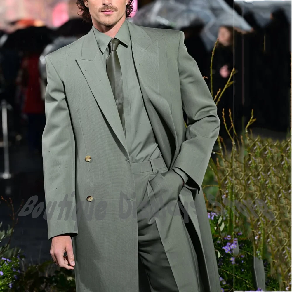 Fashion Show Men's Long Coat Suit Two Pieces Double Breasted Peak Lapel Set Tailored Formal Outfit Red Carpet Runway Style Party
Fashion Show Men's Long Coat Suit Two Pieces Double Breasted Peak Lapel Set Tailored Formal Outfit Red Carpet Runway Style Party