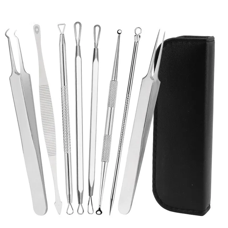 8pcs/set Stainless steel double-headed acne needle set Acne black-headed three-edged needle Elbow acne tweezers
8pcs/set Stainless steel double-headed acne needle set Acne black-headed three-edged needle Elbow acne tweezers