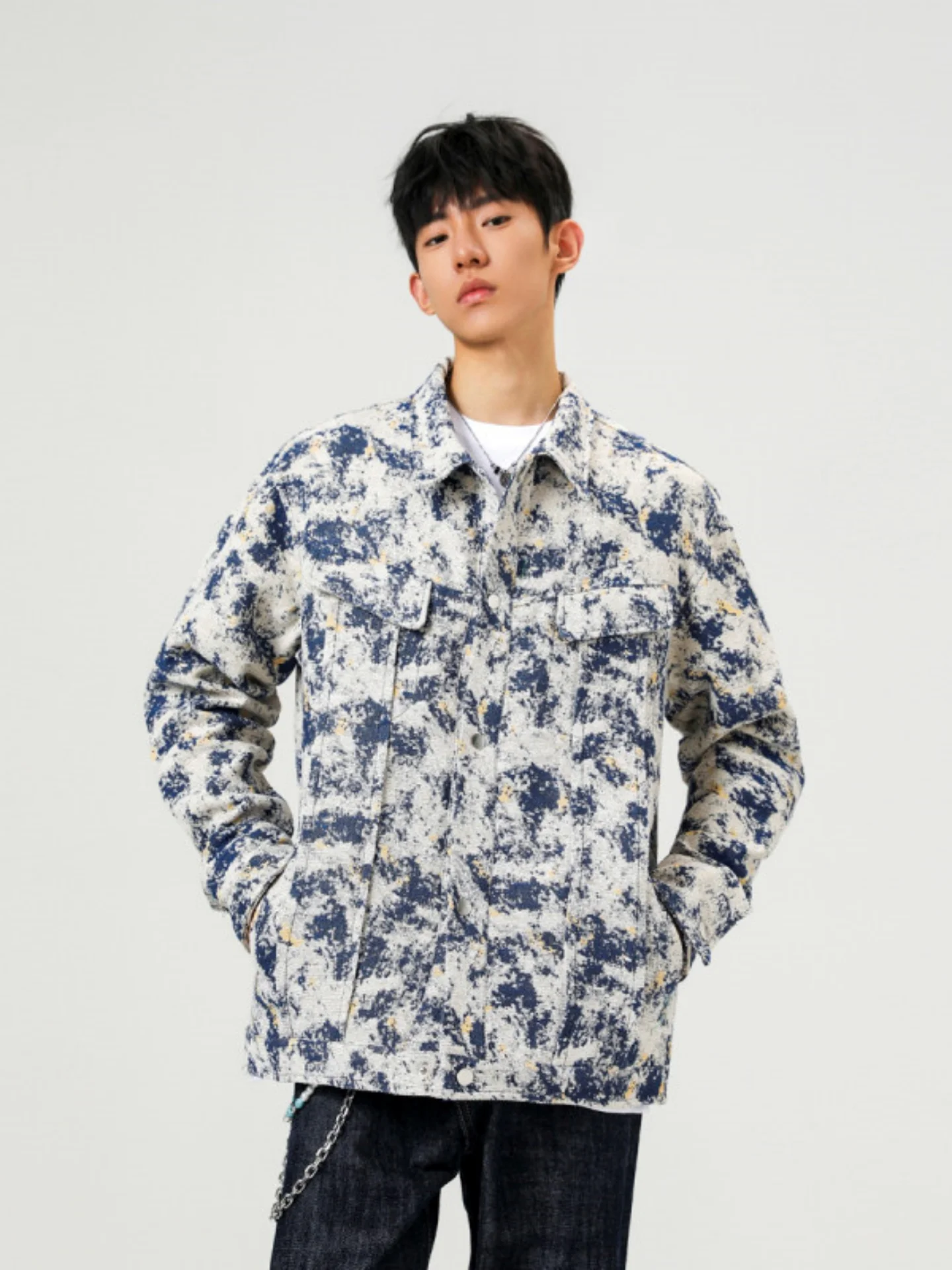 Retro American Dyed out Jaet Men's High-End Sle Casual Turn-down Collar Jaet Autumn Leisure Top Trendy Floral Pattern
Retro American Dyed out Jaet Men's High-End Sle Casual Turn-down Collar Jaet Autumn Leisure Top Trendy Floral Pattern