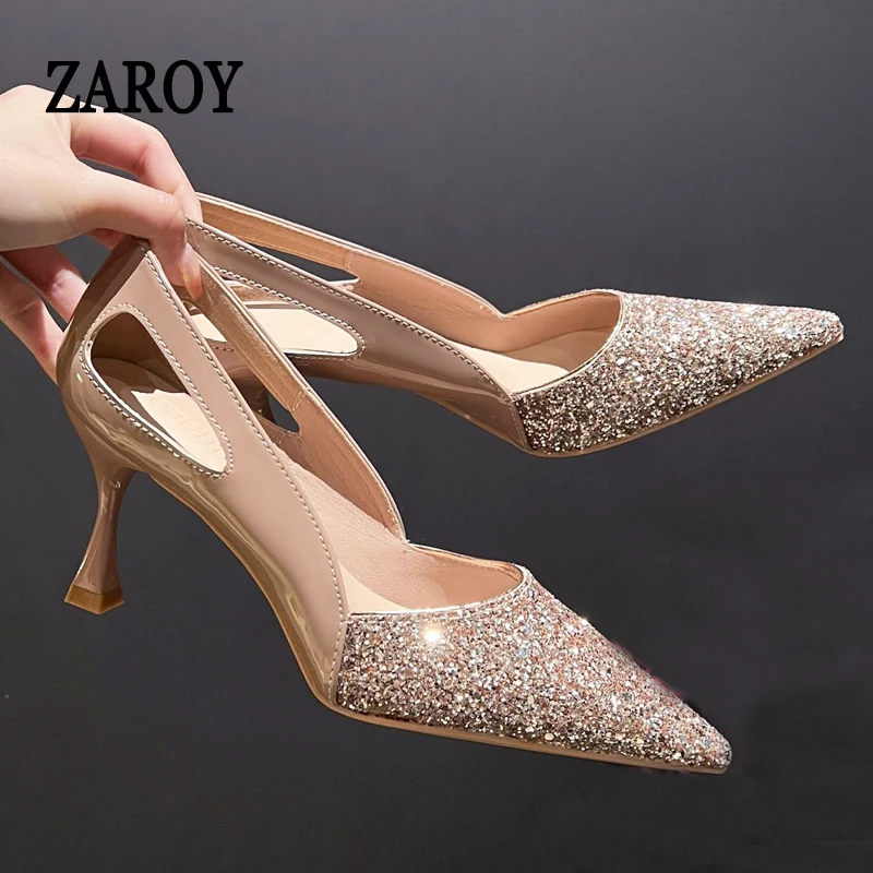 ZAROY Champagne Sequin Women Pumps Sexy Pointed Toe Thin High Heels Slip On Sandals Elegant Wedding Party Banquet Dress Heels
ZAROY Champagne Sequin Women Pumps Sexy Pointed Toe Thin High Heels Slip On Sandals Elegant Wedding Party Banquet Dress Heels