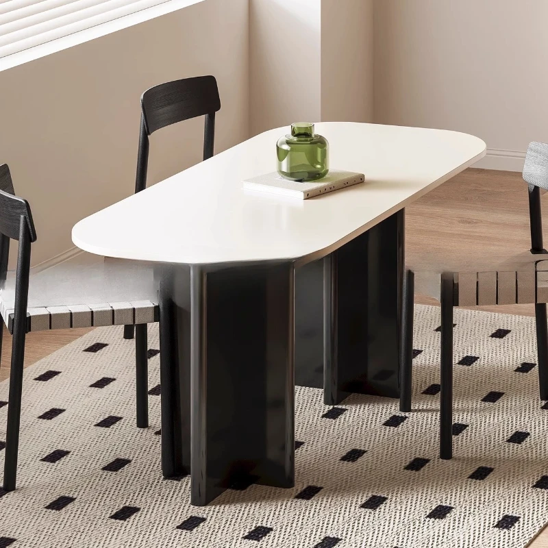 Cream style black and white dining table modern simple light luxury small apartment household oval dining table
Cream style black and white dining table modern simple light luxury small apartment household oval dining table