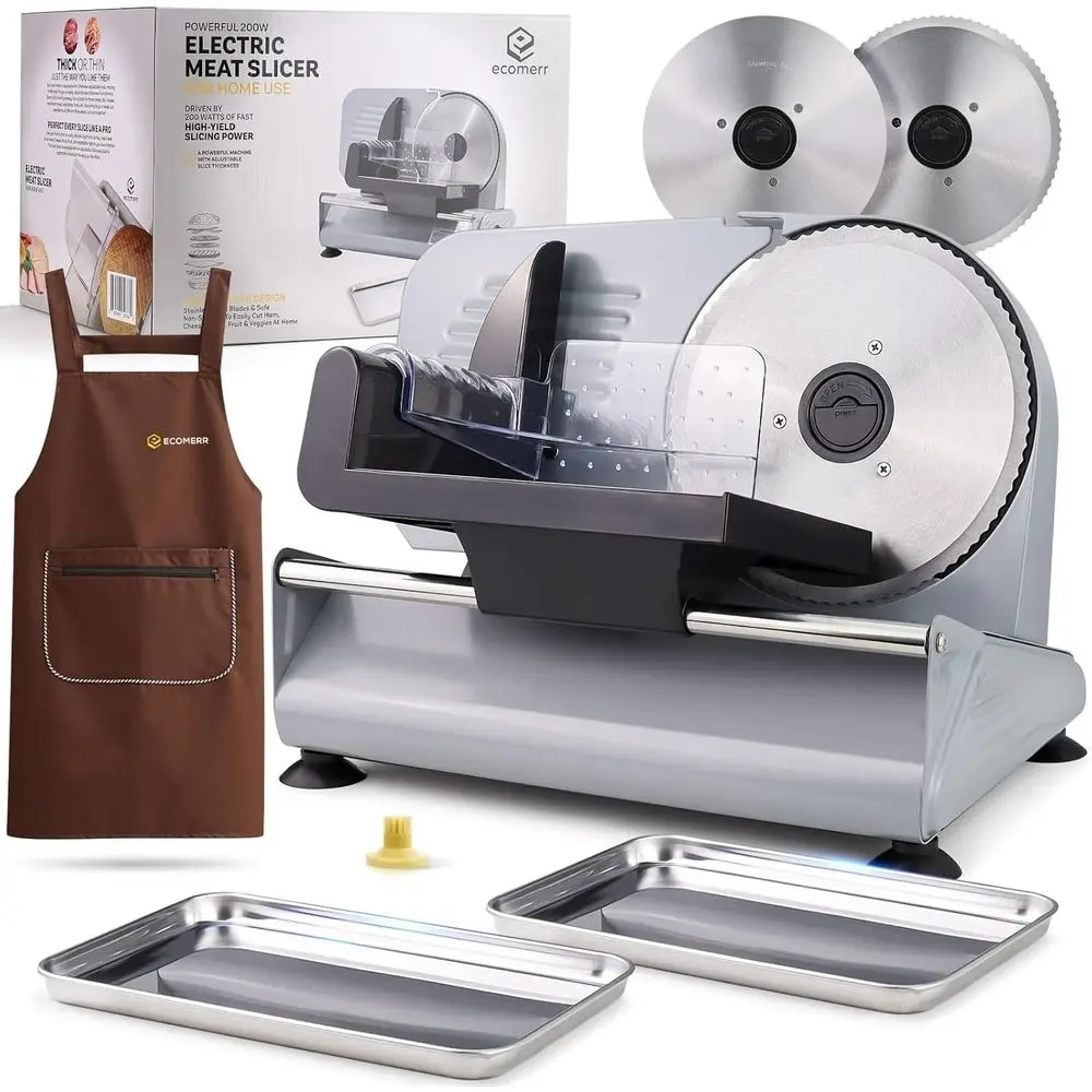 Meat Slicer, 200W Powerul Electric ood Slicer-Deli Meat Slicer hine or Home Use or, Cheese, Bread, Vegetables-2 Round 7.5" Stain
Meat Slicer, 200W Powerul Electric ood Slicer-Deli Meat Slicer hine or Home Use or, Cheese, Bread, Vegetables-2 Round 7.5" Stain