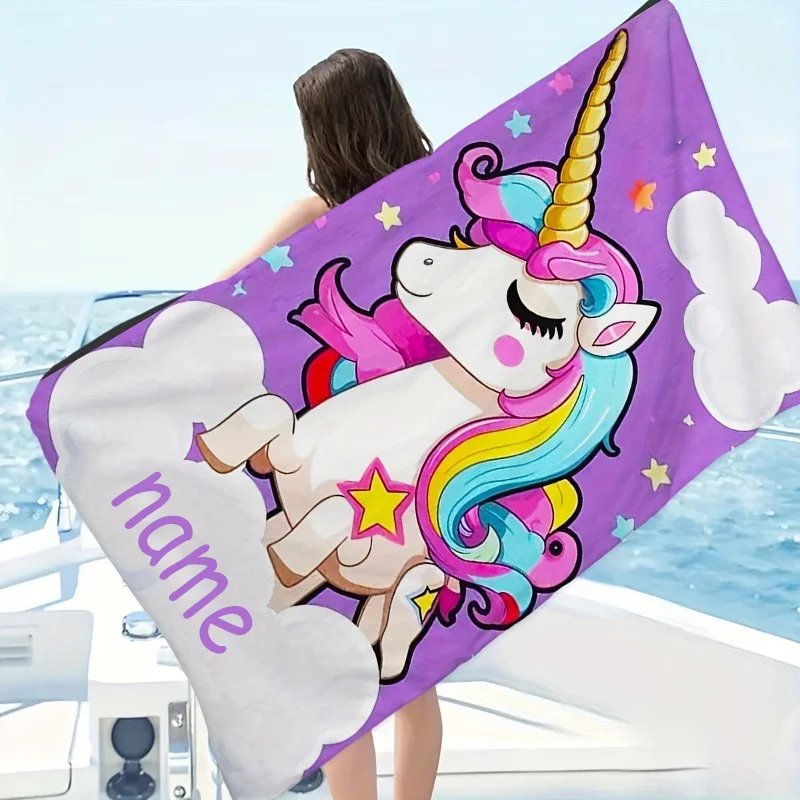1pc Beach Towel Customized with Rainbow Unicorn Design Creative Bath Towel, High-Quality Large Bath Towel with Personalized Name
1pc Beach Towel Customized with Rainbow Unicorn Design Creative Bath Towel, High-Quality Large Bath Towel with Personalized Name