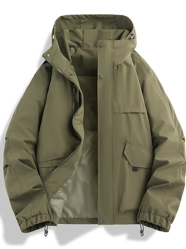 Мужская уличная водонепроницаемая рабочая куртка свободного кроя с капюшоном, осенняя новинка, универсальный топ из полиэстера, декор на молнии...
Мужская уличная водонепроницаемая рабочая куртка свободного кроя с капюшоном, осенняя новинка, универсальный топ из полиэстера, декор на молнии...