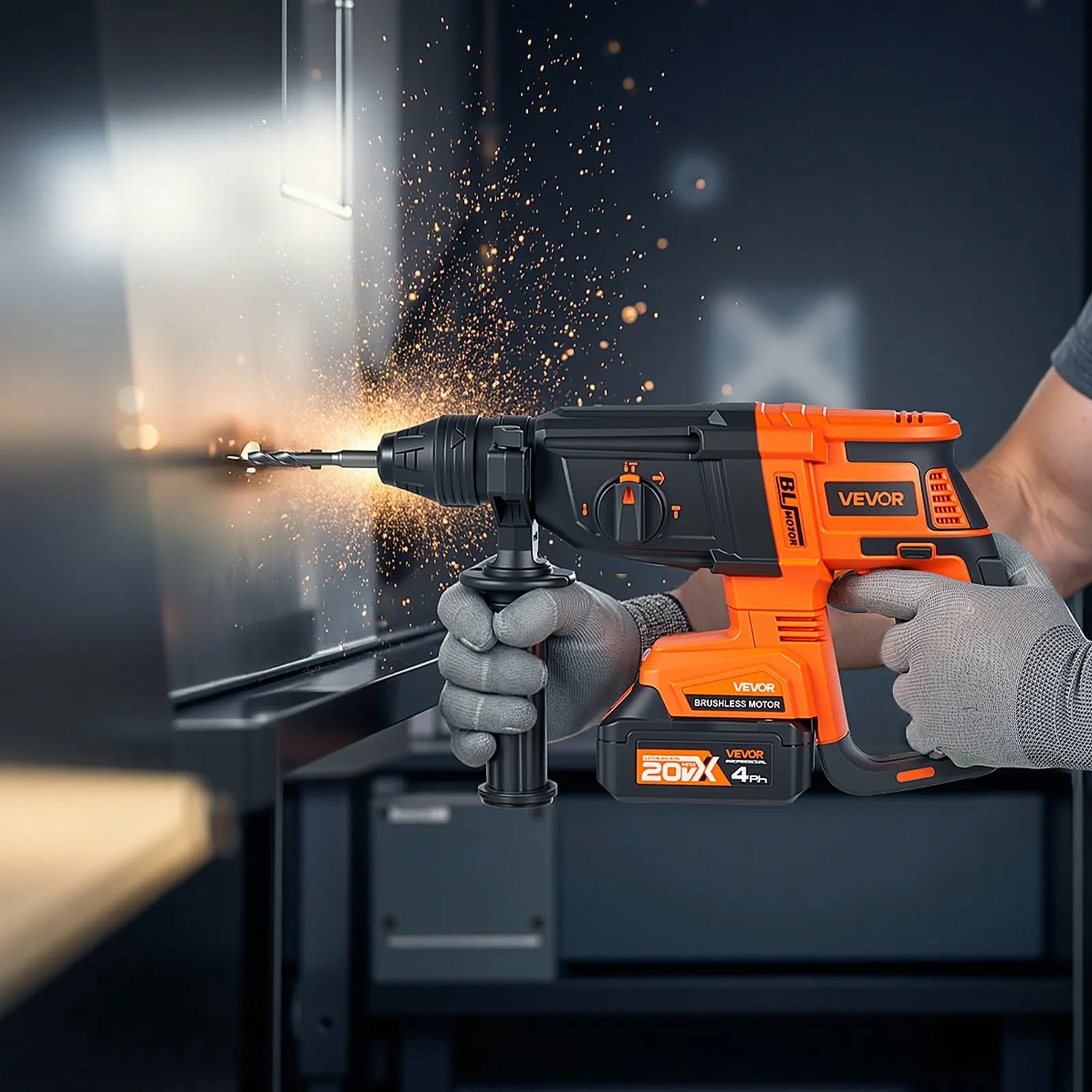 20V SDS-Plus Brushless Cordless Rotary Hammer Drill Kit 1 In 1200RPM 4 Functions
20V SDS-Plus Brushless Cordless Rotary Hammer Drill Kit 1 In 1200RPM 4 Functions