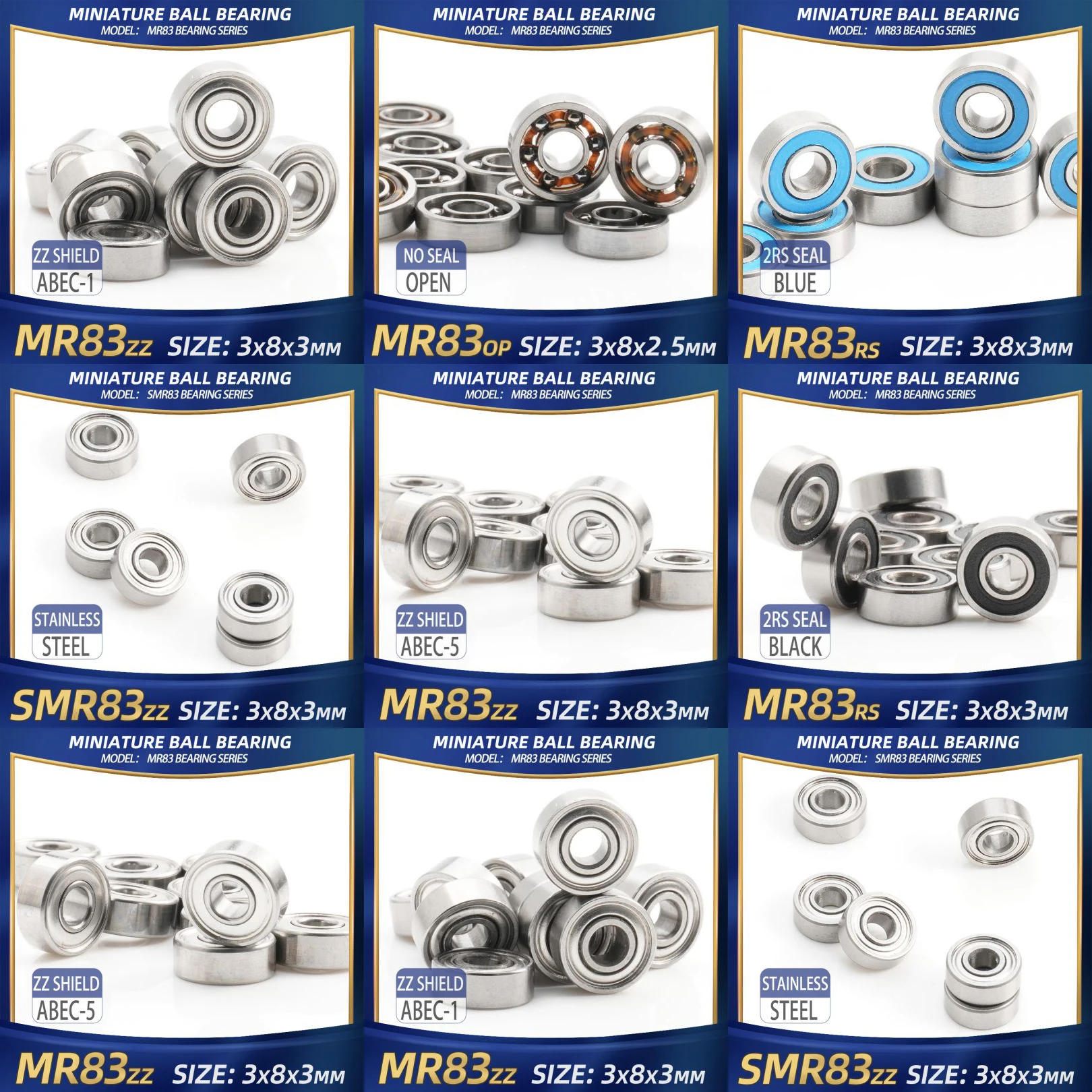 FUSHI MR83 ZZ Bearing 3x8x3 mm 10Pcs MR83ZZ MR83RS Handpiece Bearings For Video Card High Speed For Motor
FUSHI MR83 ZZ Bearing 3x8x3 mm 10Pcs MR83ZZ MR83RS Handpiece Bearings For Video Card High Speed For Motor