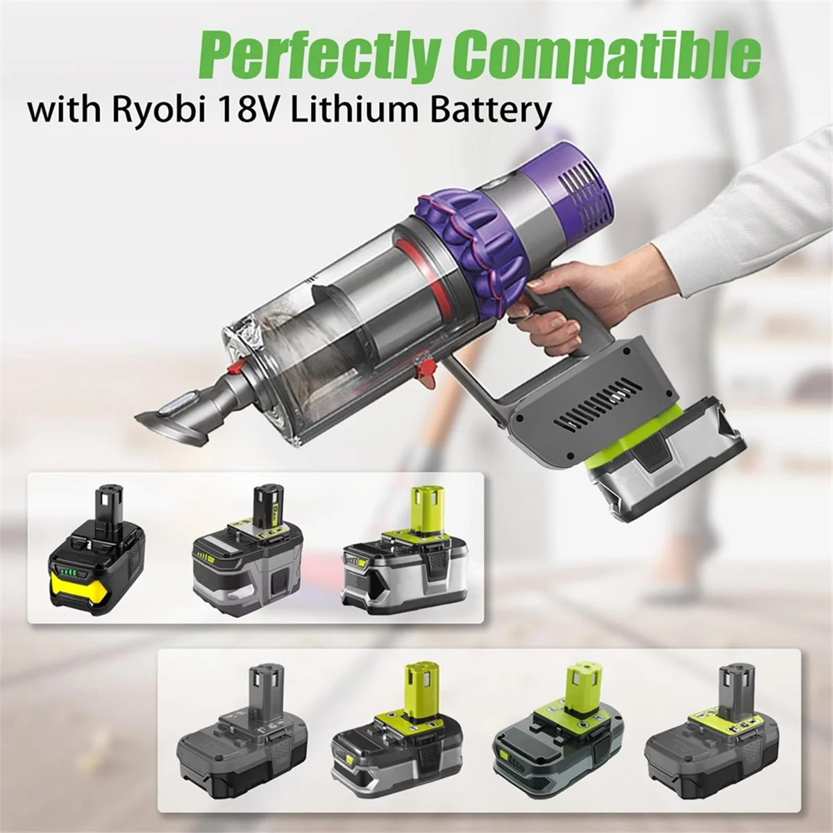 RYO18V10 Adapter for Ryobi 18V ONE+ Battery Convert to for Dyson V10 Cordless Vacuum Cleaner Stick Cyclone, Absolute Vogue
RYO18V10 Adapter for Ryobi 18V ONE+ Battery Convert to for Dyson V10 Cordless Vacuum Cleaner Stick Cyclone, Absolute Vogue