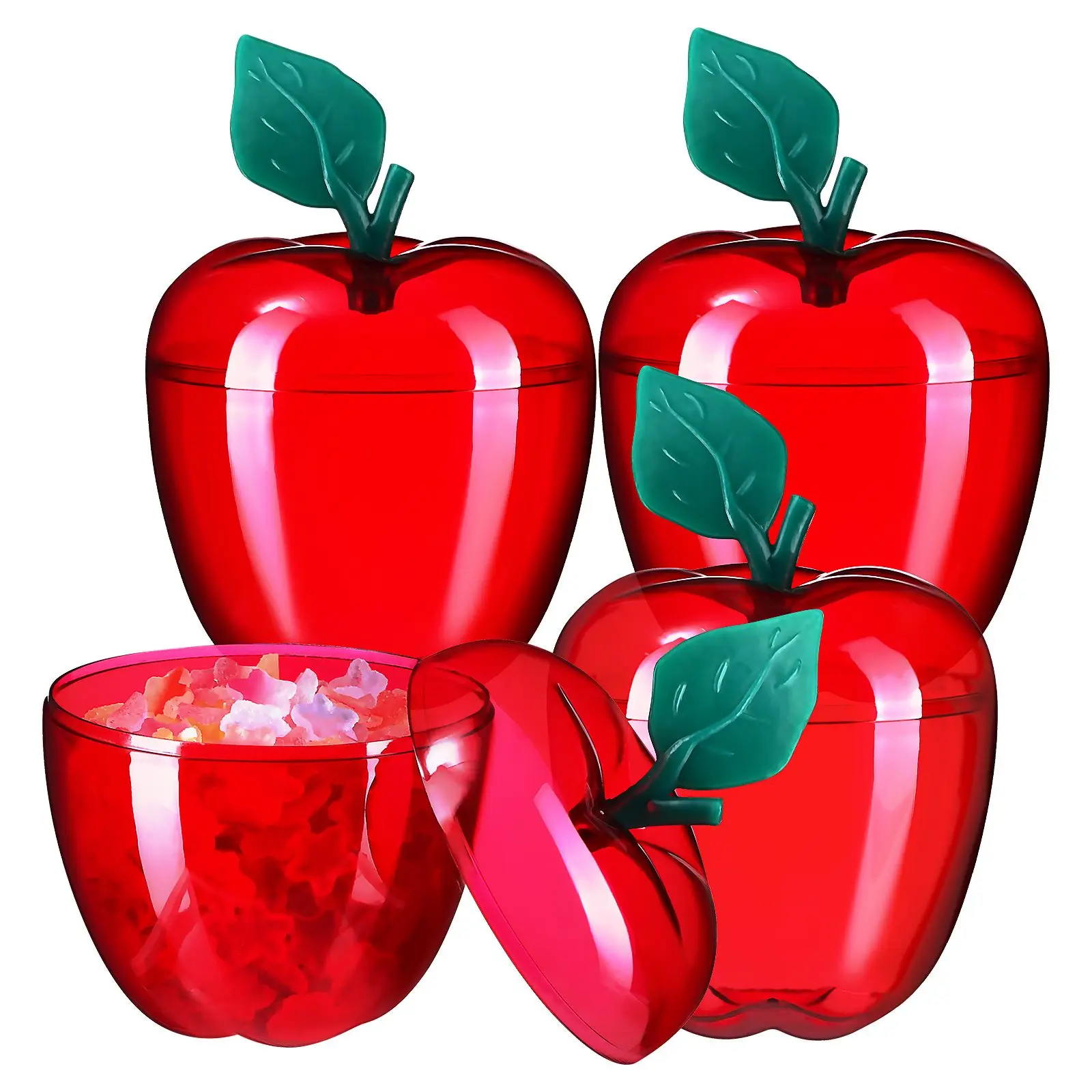 4 Pcs Red Apple Shaped Plastic Jars 500ml Each Creative Fruit Containers for Holiday Candy Storage Reusable Lightweight
4 Pcs Red Apple Shaped Plastic Jars 500ml Each Creative Fruit Containers for Holiday Candy Storage Reusable Lightweight