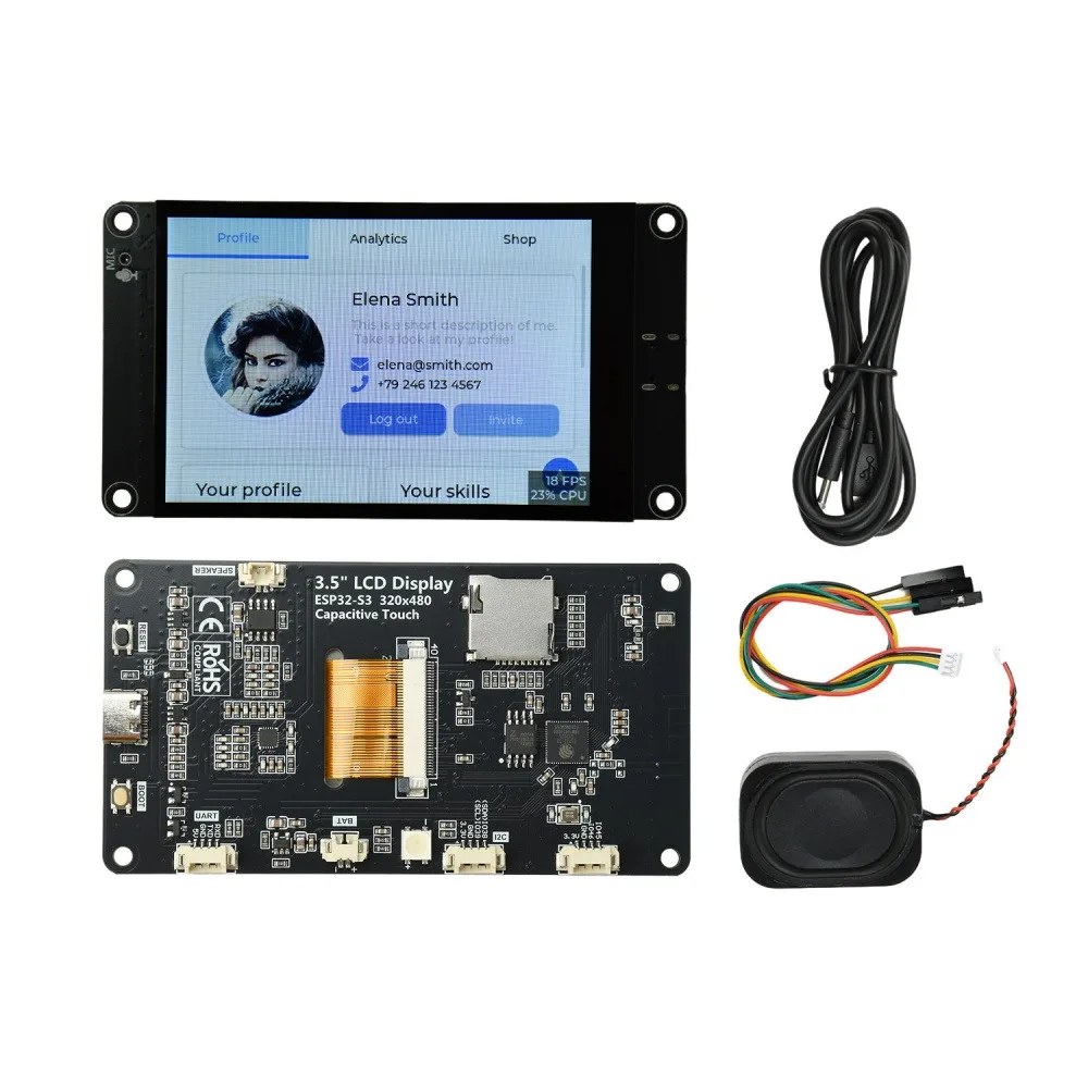 ESP32-S3 Development Board 3.5 Inch IPS Capacitive Touch Screen WiFi BT V5.0 Type-C AI Voice 320*480 RGB565 TFT LCD Module
ESP32-S3 Development Board 3.5 Inch IPS Capacitive Touch Screen WiFi BT V5.0 Type-C AI Voice 320*480 RGB565 TFT LCD Module