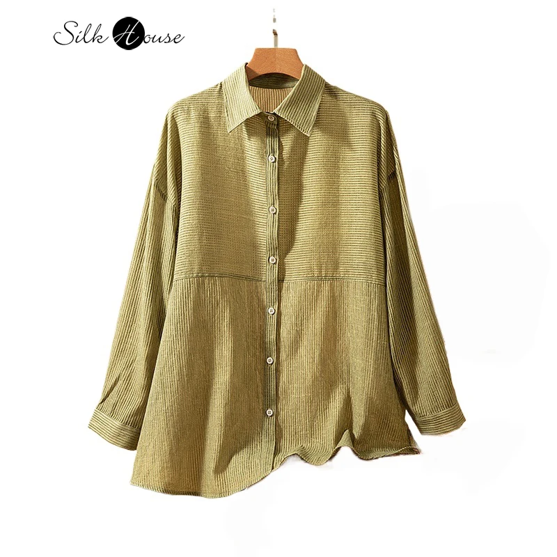 Laziness and Delicacy 11% Natural Mulberry Silk 89% Cotton Vertical Stripe Shirt Loose Medium Long Women's Sunscreen Clothes
Laziness and Delicacy 11% Natural Mulberry Silk 89% Cotton Vertical Stripe Shirt Loose Medium Long Women's Sunscreen Clothes