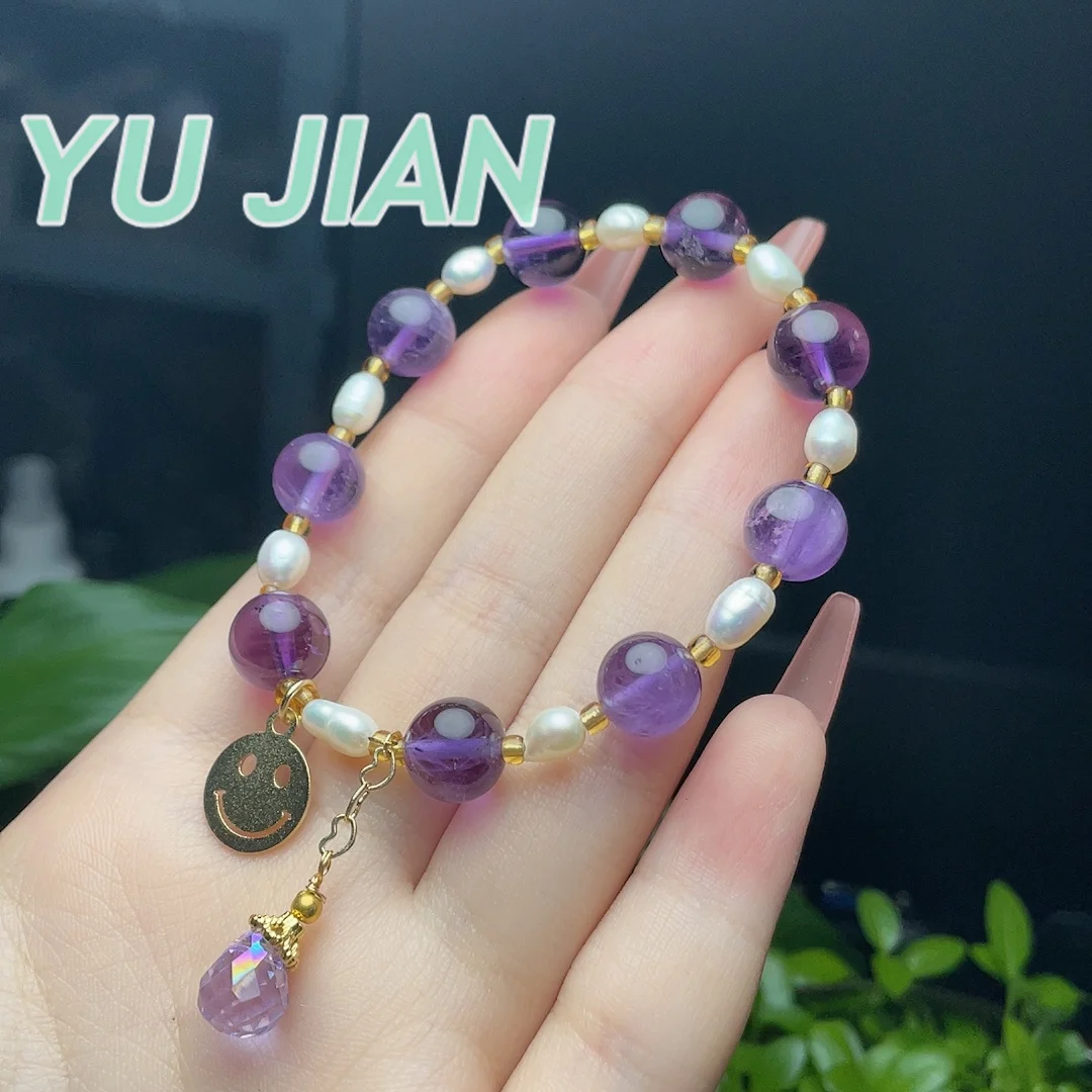 Latest Natural Delicate Purple Crystal Beads With Original Pearl Bracelet High Quality DIY Handmank Bangle Handring Fine Jewelry
Latest Natural Delicate Purple Crystal Beads With Original Pearl Bracelet High Quality DIY Handmank Bangle Handring Fine Jewelry