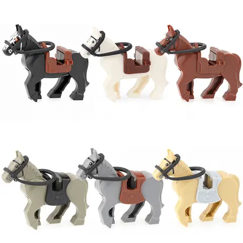 Ensemble de blocs de construction de chevaux de guerre médiévaux, soldats de cavalerie, briques militaires anciennes, figurines d'action, jouets de l'armée, cadeau éducatif