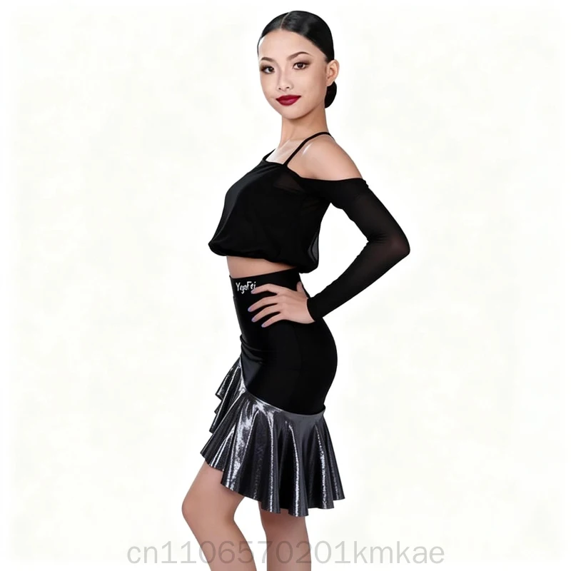Vennystyle Latin dance costume girls professional long sleeve three-piece ruffle skirt practice performance set fall winter
Vennystyle Latin dance costume girls professional long sleeve three-piece ruffle skirt practice performance set fall winter