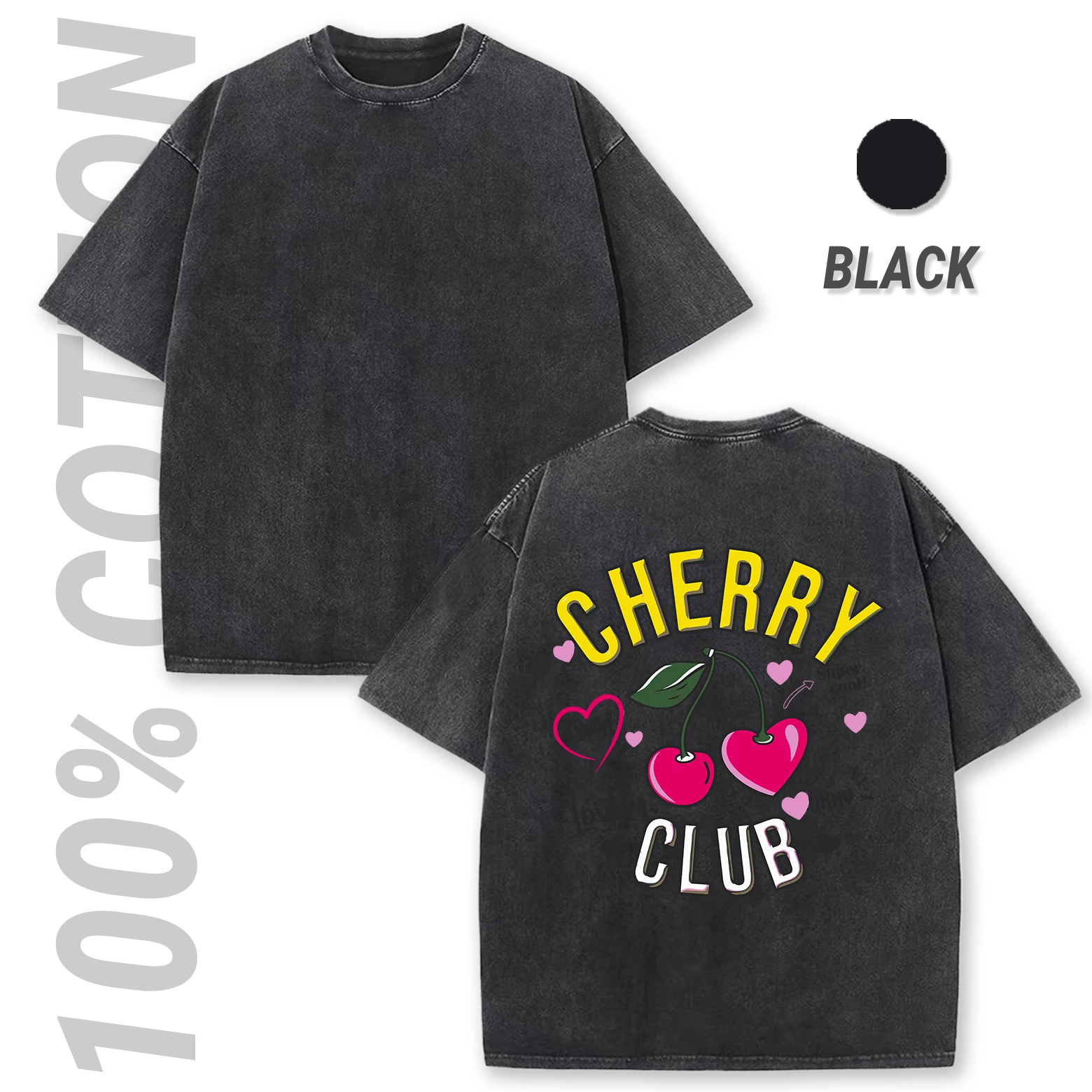 Cherry Club Cute Cartoons Prints Washed Women T-Shirt Summer Cotton T Shirts Comfortable Unisex Tee Top Soft Short Female
Cherry Club Cute Cartoons Prints Washed Women T-Shirt Summer Cotton T Shirts Comfortable Unisex Tee Top Soft Short Female