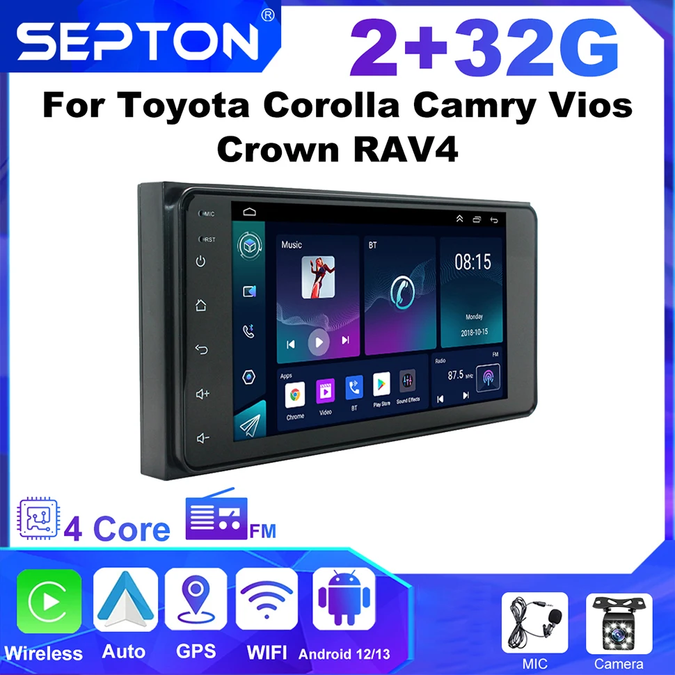 SEPTON Universal Car Radio Multimedia Radio Player CarPlay 2Din Stereo for Toyota Corolla Camry Vios Crown RAV4 Navigation GPS
SEPTON Universal Car Radio Multimedia Radio Player CarPlay 2Din Stereo for Toyota Corolla Camry Vios Crown RAV4 Navigation GPS