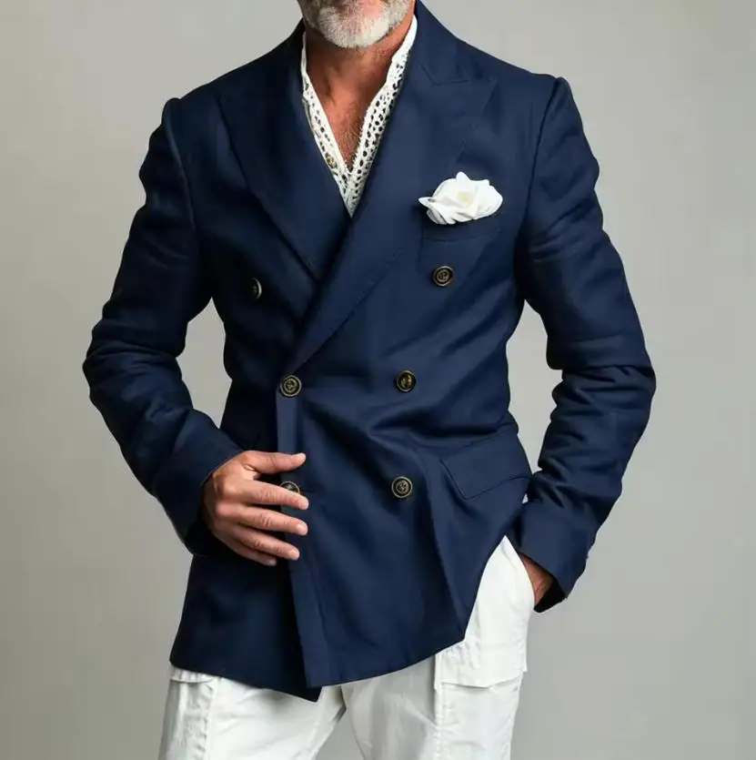 Only Linen Men's Blazer 1PCS Chic Peak Lapel Formal Double Breasted Smart Casual Jacket for Gentlemen Stylish Wedding Party Coat
Only Linen Men's Blazer 1PCS Chic Peak Lapel Formal Double Breasted Smart Casual Jacket for Gentlemen Stylish Wedding Party Coat