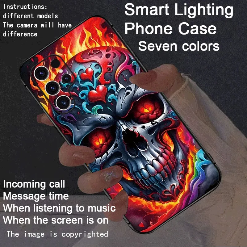 Skull Flame LED Light Up Phone Case For Samsung S26 S25 Ultra S24 S23 S22 Plus S21 A16 A17 A07 Luminous Shockproof Fundas Shell
Skull Flame LED Light Up Phone Case For Samsung S26 S25 Ultra S24 S23 S22 Plus S21 A16 A17 A07 Luminous Shockproof Fundas Shell