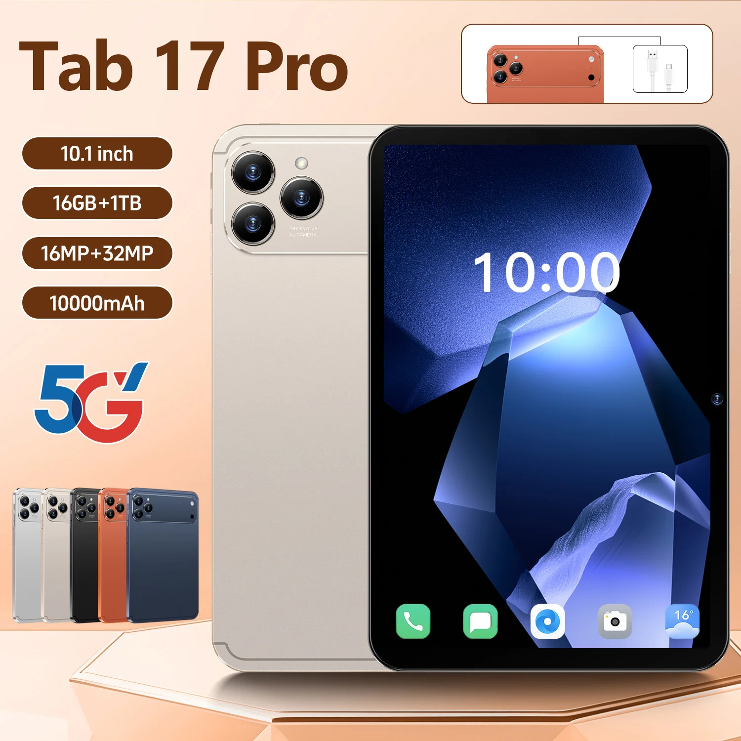 2026 New Tab 17 Pro PC 10.1inch HD Screen Global Version Snapdragon 10000mAh 5G Dual Card WiFi Original Tablet HOT
2026 New Tab 17 Pro PC 10.1inch HD Screen Global Version Snapdragon 10000mAh 5G Dual Card WiFi Original Tablet HOT
