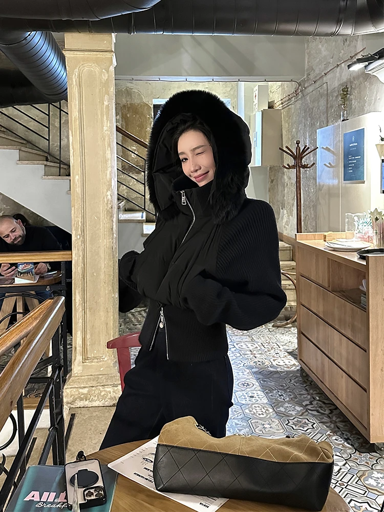 ZQ Ziqing Women's Knitted Splicing down Jaet Fur Collar Waist-Cinching Bla Fur Collar ort Outerwear Coat
ZQ Ziqing Women's Knitted Splicing down Jaet Fur Collar Waist-Cinching Bla Fur Collar ort Outerwear Coat