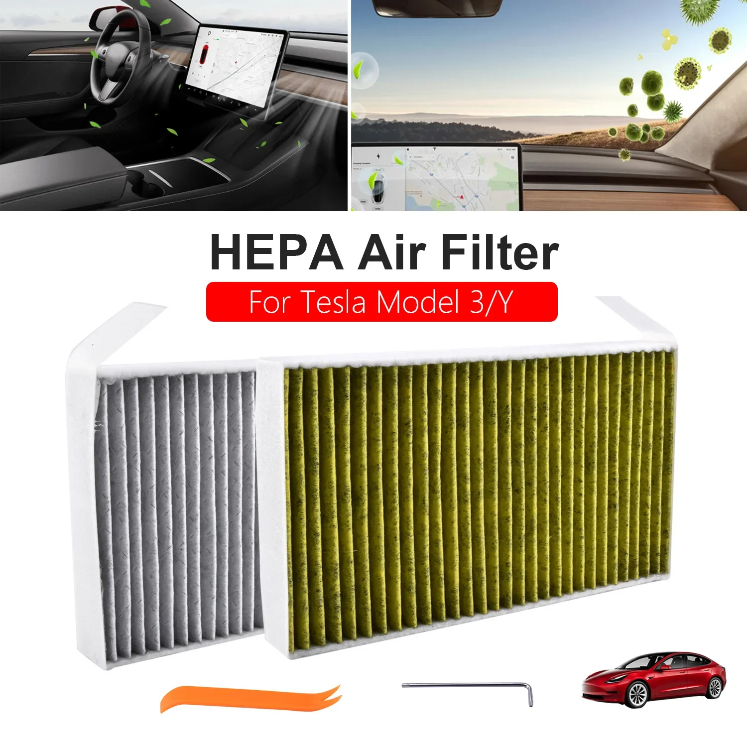 2PC Car Cabin Air Filter Replacement with Activated Carbon for Tesla Model 3 2017 2018 2019 Air Conditioning Filter Accesorries
2PC Car Cabin Air Filter Replacement with Activated Carbon for Tesla Model 3 2017 2018 2019 Air Conditioning Filter Accesorries