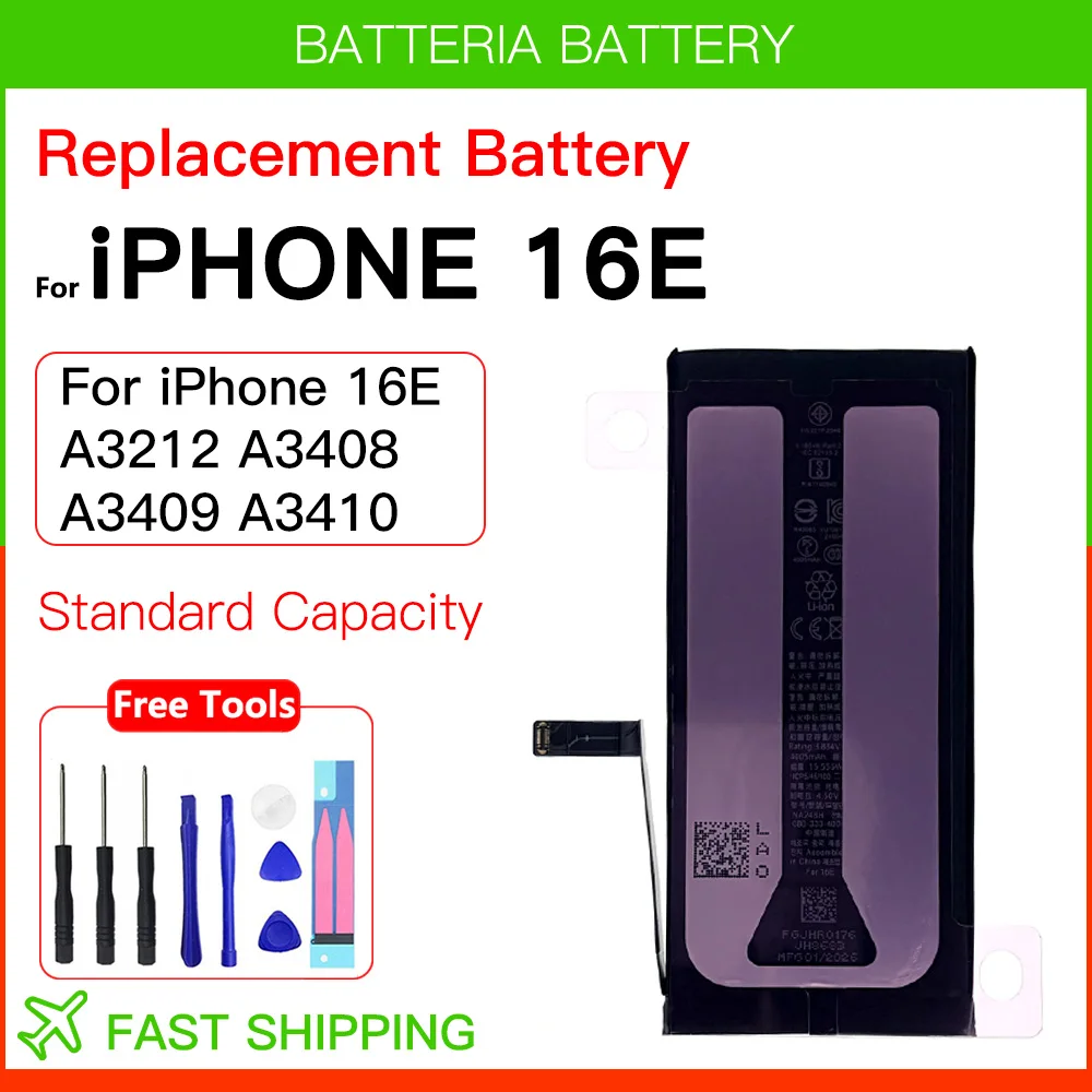 Genuine High Quality replace Battery For iPhone 16e iphone 16 e A3212 A3408 A3409 A3410 Mobile Phone Replacement Batteries+TOOLS
Genuine High Quality replace Battery For iPhone 16e iphone 16 e A3212 A3408 A3409 A3410 Mobile Phone Replacement Batteries+TOOLS