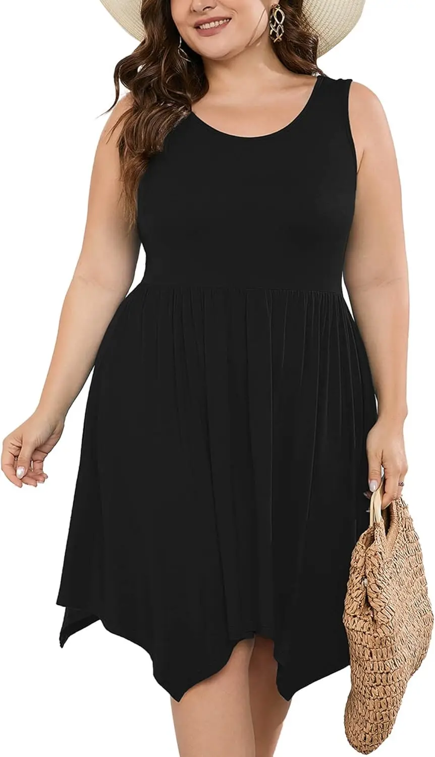 Plus Size Summer Sleeveless Dress for Women Casual Crewneck Pleated Babydoll Swing Tank Sundresses with Pockets 1X-5X
Plus Size Summer Sleeveless Dress for Women Casual Crewneck Pleated Babydoll Swing Tank Sundresses with Pockets 1X-5X