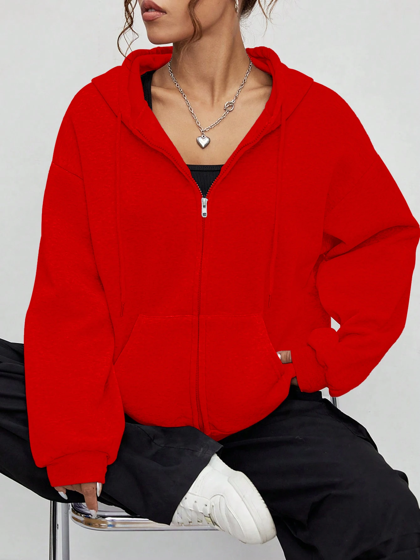 Fashion Zipper Hoodie Women Warm Fleece Clothes Spring Solid Casual Tops Street Pocket Sportswear Oversize All-Match Veste
Fashion Zipper Hoodie Women Warm Fleece Clothes Spring Solid Casual Tops Street Pocket Sportswear Oversize All-Match Veste