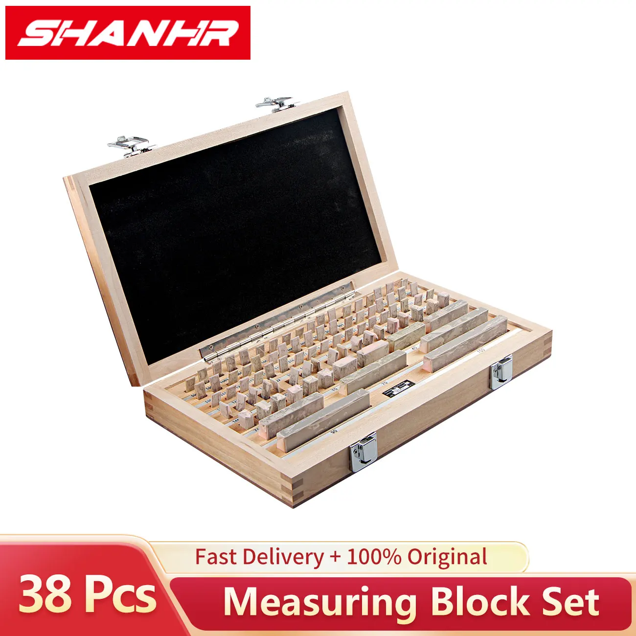 SHANHR 38Pcs/Set 1 Grade 0 Grade Inspection Block Gauge Test Caliper Blocks Measurement Instruments