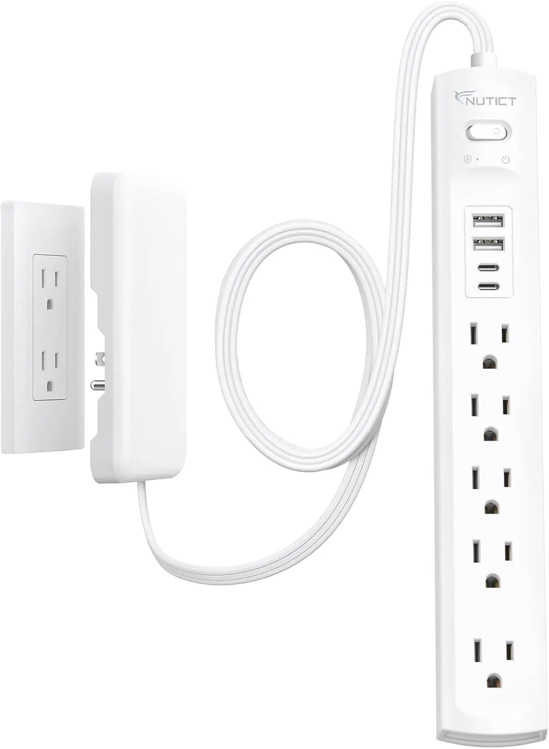 Flat Plug Power Strip 3ft, 5 Outlets & 4 USB Ports, 1440J Surge Protector, White, Ideal for Home Office Furniture
Flat Plug Power Strip 3ft, 5 Outlets & 4 USB Ports, 1440J Surge Protector, White, Ideal for Home Office Furniture