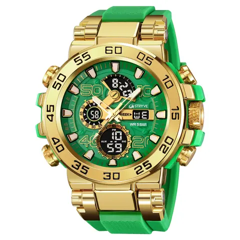 Men STRYVE 8030 Men Sport Watches Digital Double Time Watch Men Chronograph Week Display Student Wristwatches montre homme