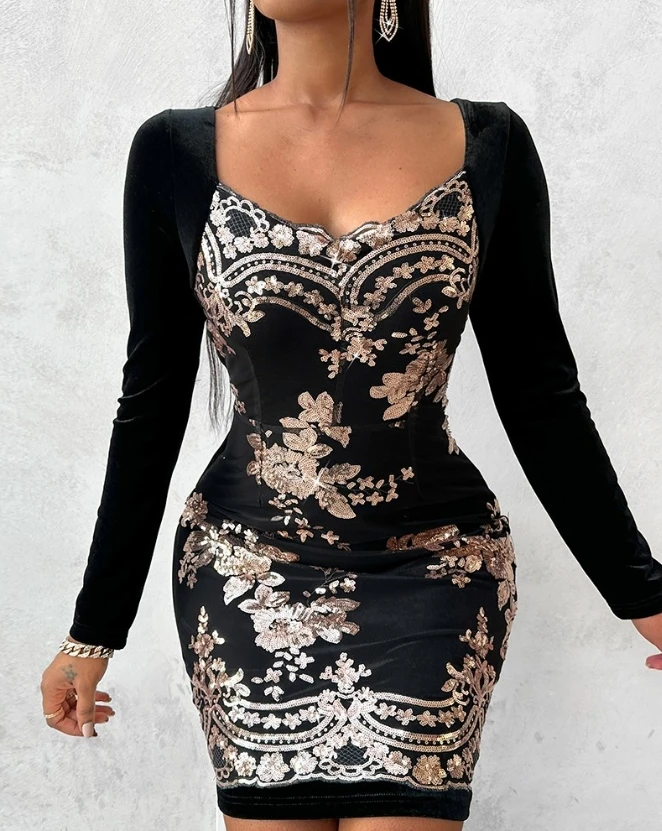 Elegant Evening Party Dresses for Women Sexy Floral Sequin Velvet Party Dress 2023 Autumn Winter Spring New Fashion Casual
Elegant Evening Party Dresses for Women Sexy Floral Sequin Velvet Party Dress 2023 Autumn Winter Spring New Fashion Casual