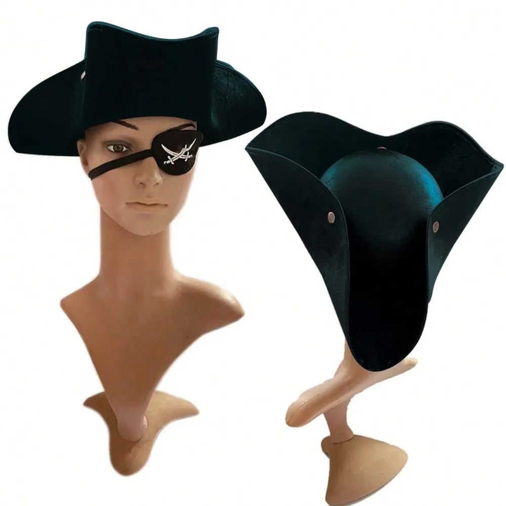 PU Leather Halloween Pirate Hat Triangular Buttoning Design Captain Tricorn Hat Vintage Masquerade Party Cosplay Hat Adult
PU Leather Halloween Pirate Hat Triangular Buttoning Design Captain Tricorn Hat Vintage Masquerade Party Cosplay Hat Adult